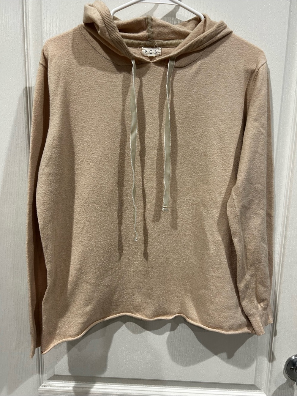 POL Neutral Tan Hooded Pullover Sweater
